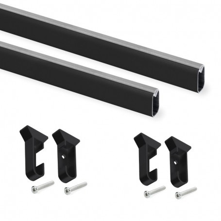 Comprar Kit de barra para armario Silk 075 m Pintado negro Aluminio y Plástico al Mejor Precio