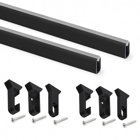 Comprar Kit de barra para armario Silk 115 m Pintado negro Aluminio y Plástico al Mejor Precio