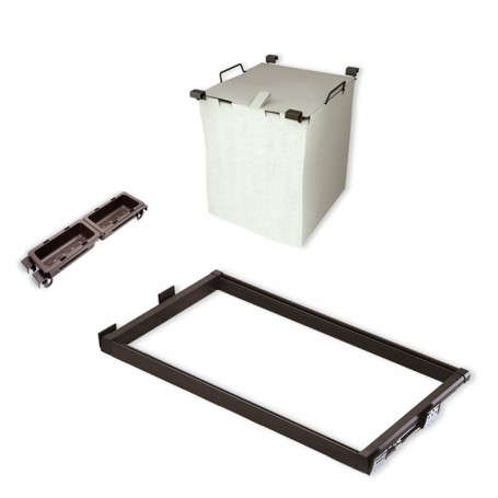 Comprar Kit de Cesto ropa y bastidor de guías con bandejas auxiliares para armario regulable 564-614 mm color moka al Mejor Prec