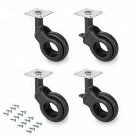 Comprar Kit de ruedas Hole 2 con placa de montaje Ø 50 Pintado negro Acero y Plástico al Mejor Precio