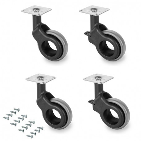 Comprar Kit de ruedas Hole 2 con placa de montaje Ø 50 Plástico gris Acero y Plástico al Mejor Precio