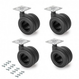 Comprar Kit de ruedas Hole con placa de montaje Ø 65 Pintado negro Acero y Plástico al Mejor Precio