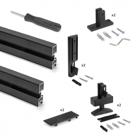 Comprar Kit estructura modular Zero con herrajes y perfiles para montaje (Suelo - Pared) 2 Perfiles Pintado negro texturizado al