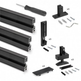 Comprar Kit estructura modular Zero con herrajes y perfiles para montaje (Suelo - Pared) 3 Perfiles Pintado negro texturizado al