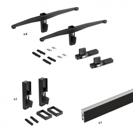 Comprar Kit Zero de soportes para estantes de madera y barra de colgar Pintado negro texturizado al Mejor Precio