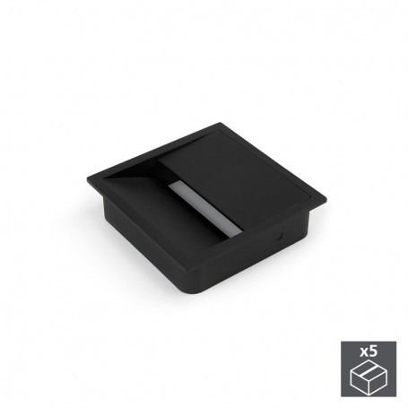 Comprar Pasacables mesa cuadrado 85 x 85 mm para encastrar Plástico Negro 5 ud. al Mejor Precio