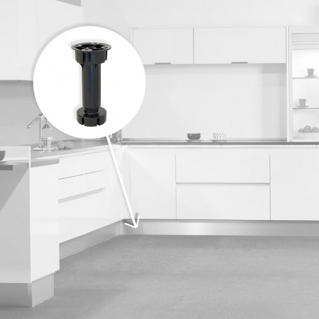 Comprar Pie nivelador con base premontada para mueble regulable 118 -135 mm Plástico Negro 40 ud. al Mejor Precio