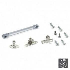 Comprar Pistón a gas para puertas abatibles fuerza 12 kg recorrido 80 mm con enganches Gris metalizado 10 ud. al Mejor Precio