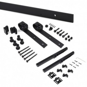 Comprar Sistema Barn para puertas correderas colgadas de madera Con cierre suave Pintado negro Acero y Plástico al Mejor Precio