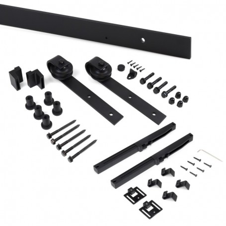 Comprar Sistema Barn para puertas correderas colgadas de madera Con cierre suave Pintado negro Acero y Plástico al Mejor Precio