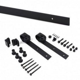 Comprar Sistema Barn para puertas correderas colgadas de madera Sin cierre suave Pintado negro Acero y Plástico al Mejor Precio