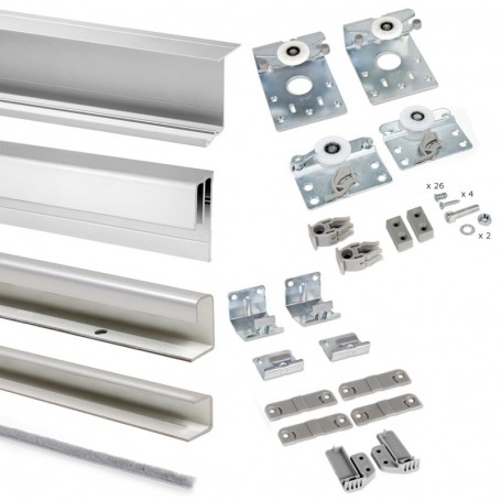 Comprar Sistema corredero Neco para armario 2 puertas espesor 16mm no incluye tableros antidescarrilamiento Gris metalizado al M