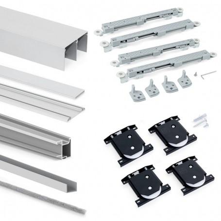 Comprar Sistema corredero Placard para armario de 2 puertas con perfil Sharp espesor 16 mm tableros no incluidos Anodizado mate 