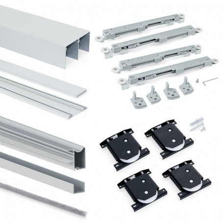 Comprar Sistema corredero Placard para armario de 2 puertas espesor 16 mm cierre suave tableros no incluidos Anodizado mate al M