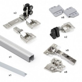 Comprar Sistema Twofold en formato kit para 2 puertas correderas de madera colgadas y plegables. con guiador inferior Anodizado 