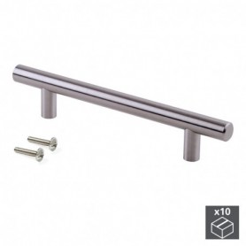 Comprar Tiradores para mueble D. 12 mm intereje 128 mm Acero Niquel Satinado 10 ud. al Mejor Precio