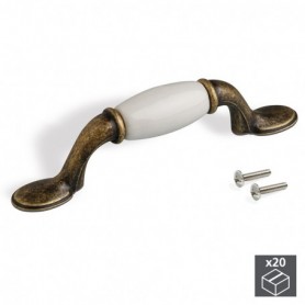 Comprar Tiradores para mueble intereje 76 mm Zamak y cerámica Bronce 20 ud. al Mejor Precio
