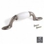 Comprar Tiradores para mueble intereje 76 mm Zamak y cerámica Plata vieja 20 ud. al Mejor Precio