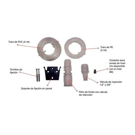 Comprar Kit Instalacion Bombas Dosificadoras. Filtro Fondo. Racor. Inyeccion. Tubo Aspiracion Pvc 4X6. 4 Metros. Tubo Impulsion 