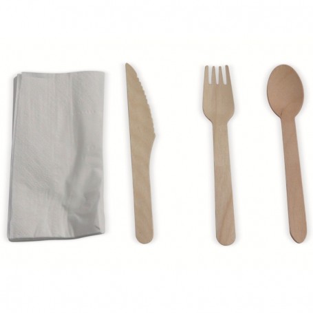 Comprar Cubiertos Madera 18 Piezas + Servilletas Blister Eco 207219 al Mejor Precio