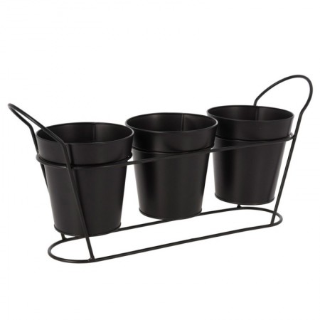 Comprar Macetero + 3 Macetas Negras 14 Cm Progarden 144128 al Mejor Precio