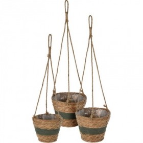 Comprar Maceteros Colgar Cuerda Ralla Verde Set 3 Importacion 144174 al Mejor Precio