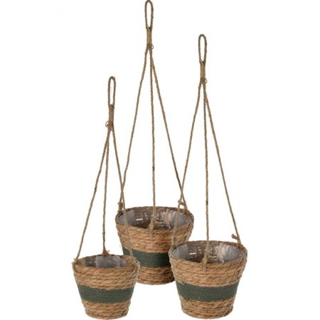 Comprar Maceteros Colgar Cuerda Ralla Verde Set 3 Importacion 144174 al Mejor Precio