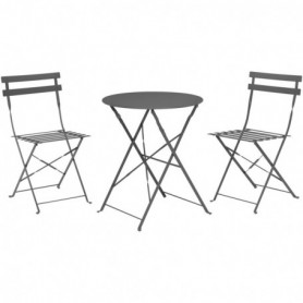 Comprar Mesa 60 Cm + 2 Sillas Metal Antracita Conjunto Importacion 206937 al Mejor Precio