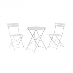 Comprar Mesa 60 Cm + 2 Sillas Plegables Metal Blanco Conjunto Importacion 206951 al Mejor Precio