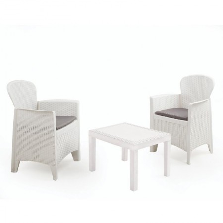 Comprar Tresillo Akita Cojines Blanco 3 Piezas Conjunto Progarden 206666 al Mejor Precio
