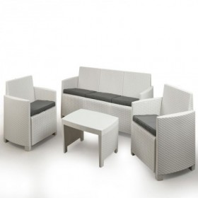 Comprar Tresillo Stromboli + Cojines Blanco Conjunto Progarden 206672 al Mejor Precio