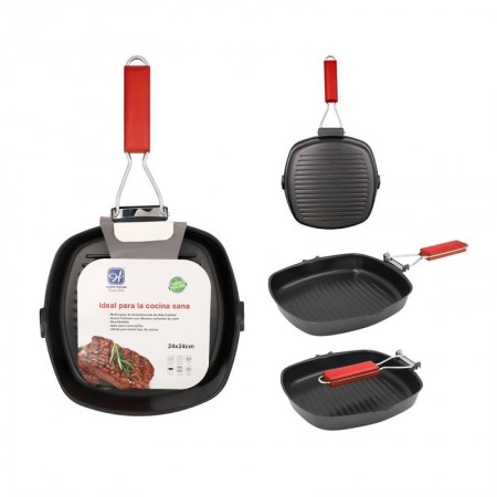 Comprar Asador Grill Mango Plegable 24X24 Cm  Happyfriends 30186 al Mejor Precio
