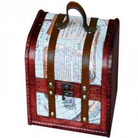 Comprar Caja Madera Alta Piel Mapa 21X15X18 Cm  Fedor 146069 al Mejor Precio