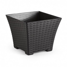 Comprar Maceta Rattan Cuadrada 25 Cm Negro  Plasticforte 35214 al Mejor Precio