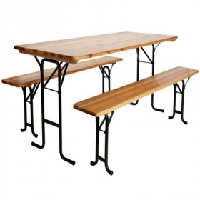 Comprar Mesa 178X78 Cm + 2 Bancos Plegables Madera Conjunto Ambiance 206954 al Mejor Precio