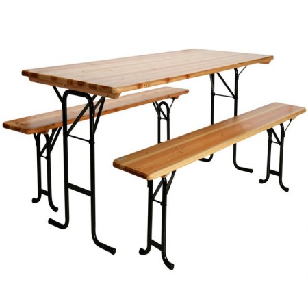 Comprar Mesa 178X78 Cm + 2 Bancos Plegables Madera Conjunto Ambiance 206954 al Mejor Precio