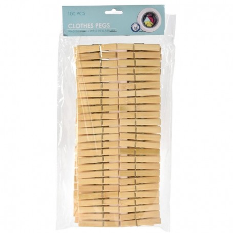Comprar Pinzas Ropa Bambu 10 Cm 100 Piezas Blister 100 Importacion 31208 al Mejor Precio