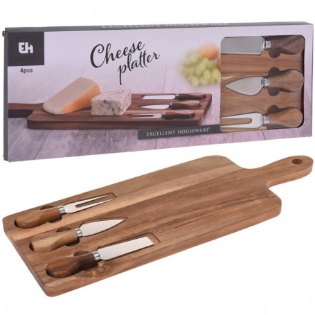 Comprar Tabla Madera Quesos + 3 Accesorios  Excellent 24098 al Mejor Precio