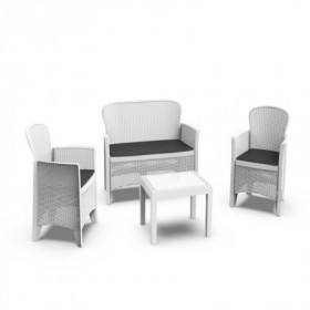 Comprar Tresillo Jungle + Cojines Blanco Conjunto Progarden 206669 al Mejor Precio