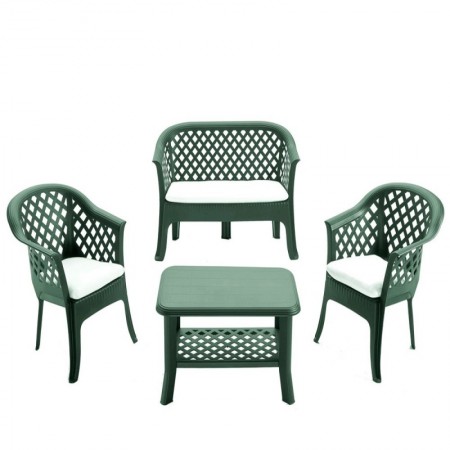 Comprar Tresillo Veranda Verde + Cojines Conjunto Progarden 206674 al Mejor Precio