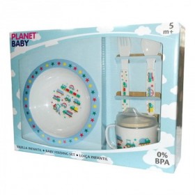 Comprar Vajilla Infantil Melamina 4 Piezas Azul  Planet Baby 20058 al Mejor Precio