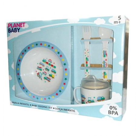 Comprar Vajilla Infantil Melamina 4 Piezas Azul  Planet Baby 20058 al Mejor Precio