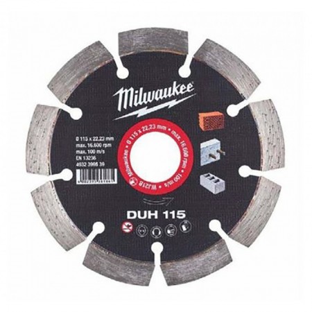 Disco corte diamante MILWAUKEE material duro DUH Ø115mm