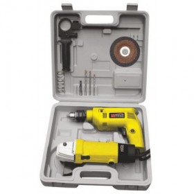 Kit Amolador angular mini. taladro percutor. brocas. puntas y disco de corte MT POWER 500W 230V
