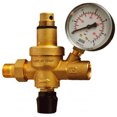 Valvula de llenado automatico con toma manometro 1/2" Macho-Hembra