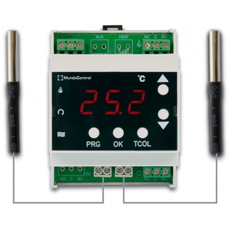 TERMOSTO DIFERENCIAL DE SUPERFICIE MUNDOCONTROL DE 2 SONDAS Y 1 RELE MODELO RD-MU/1/MINICAL