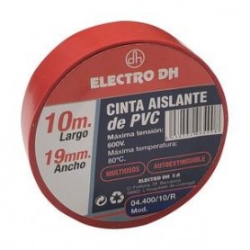 ▷ Cinta Aislante Eléctricista Roja - Pack 10 uds