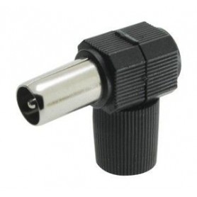 ▷ Conector Tv Macho Acodado/Bisagra. Negro - Pack 25 uds