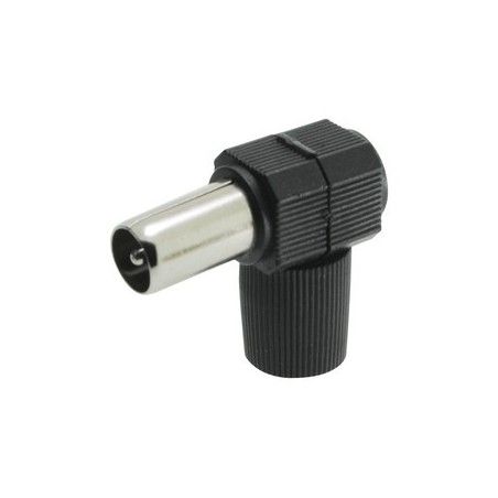 ▷ Conector Tv Macho Acodado/Bisagra. Negro - Pack 25 uds