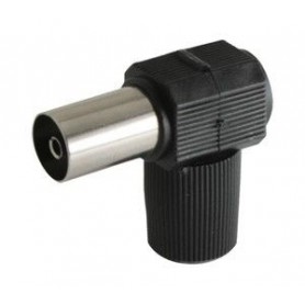 ▷ Conector Tv Hembra Acodado/Bisagra. Negr - Pack 25 uds
